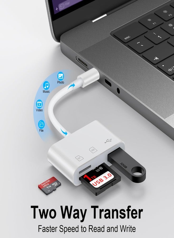 Pukiou USB C to USB Camera Adapter,SD Card Reader for iPhone 17 Pro Max Air 16e 16 15,3 in 1 Memory Card Adapter with Dual Card Slots & USB Port for Samsung Galaxy S25,Pixel9 Android Trail Camera Card Reader - Image 4