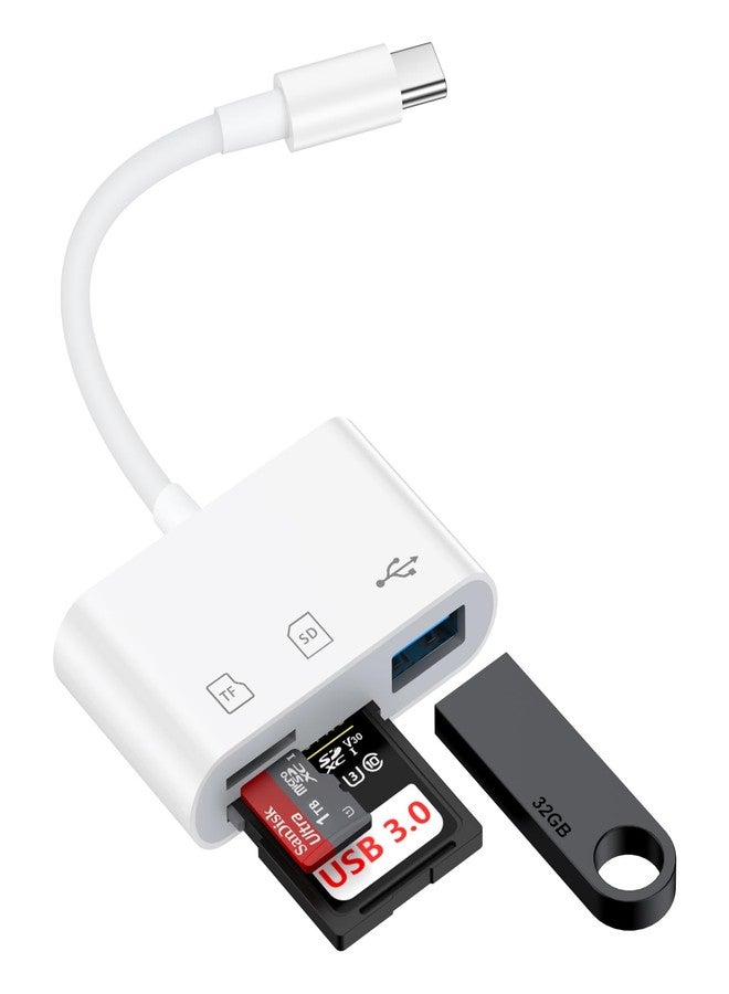 Pukiou USB C to USB Camera Adapter,SD Card Reader for iPhone 17 Pro Max Air 16e 16 15,3 in 1 Memory Card Adapter with Dual Card Slots & USB Port for Samsung Galaxy S25,Pixel9 Android Trail Camera Card Reader - Image 1