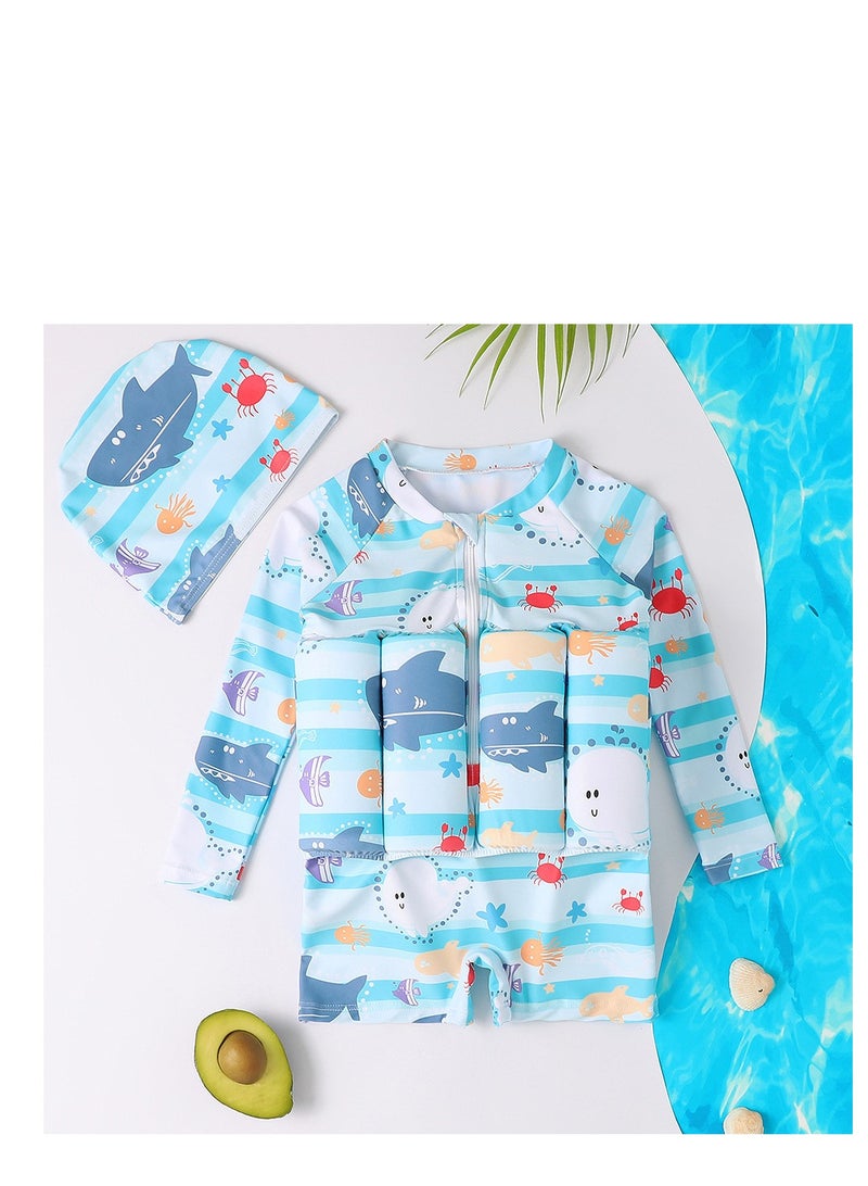 Y&D Kids Baby One-Piece Floatation Swimsuit Float Suit with Adjustable Buoyancy Bathing Cartoon Short Sleeve Swimwear Jumpsuit - Image 1