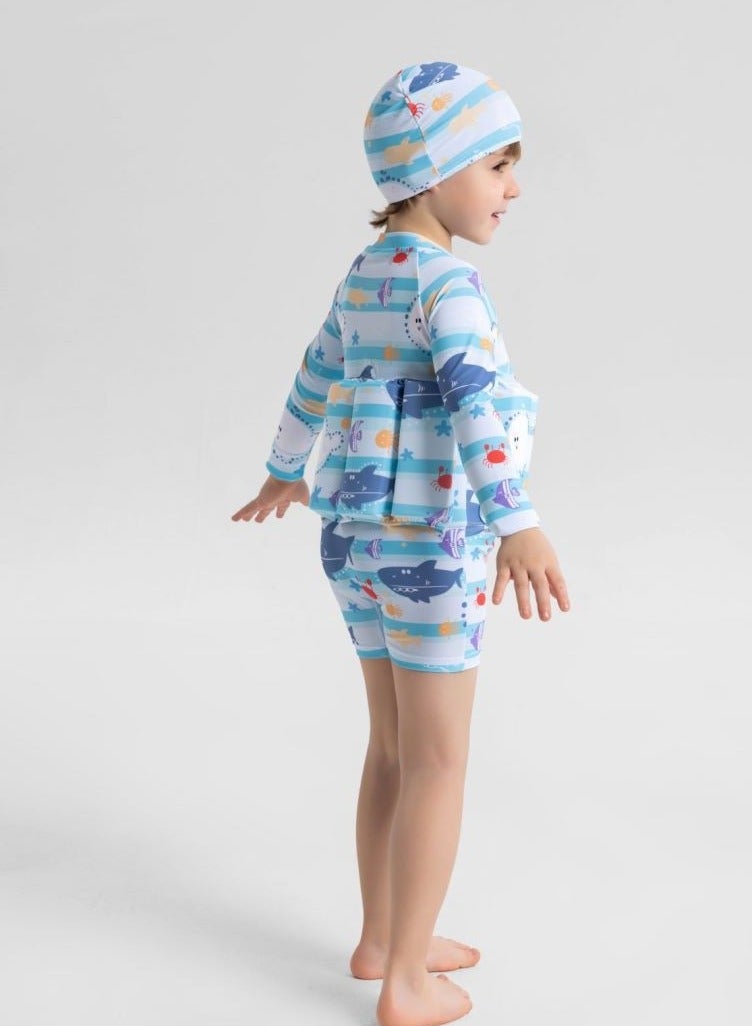 Y&D Kids Baby One-Piece Floatation Swimsuit Float Suit with Adjustable Buoyancy Bathing Cartoon Short Sleeve Swimwear Jumpsuit - Image 5