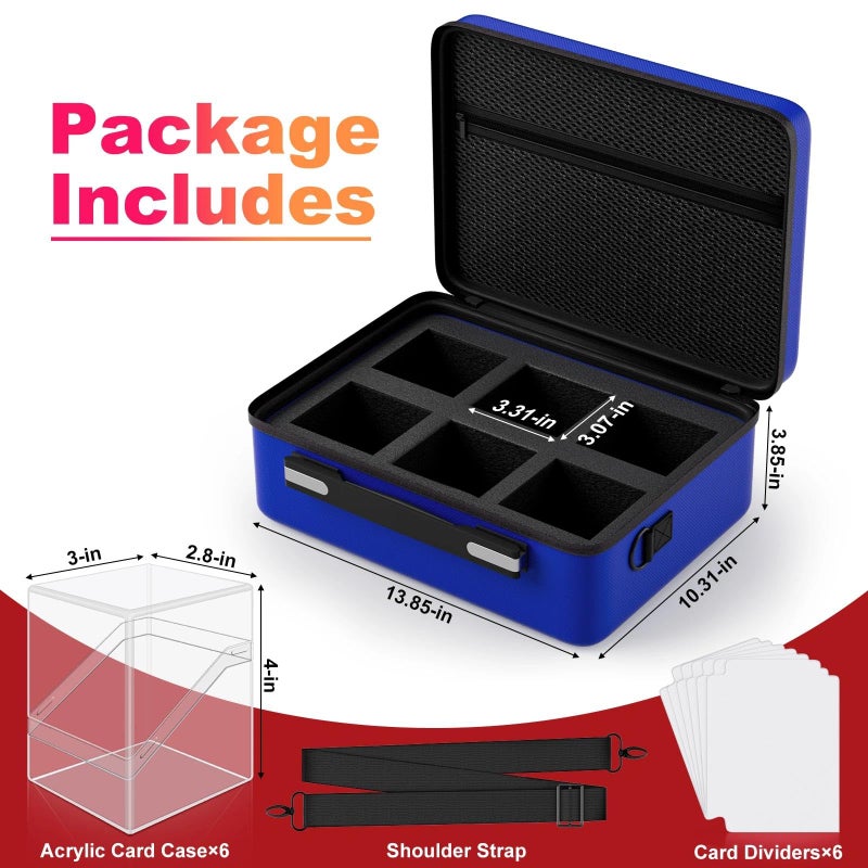 Proijeut Card Deck Box with Portable Case, 6 Pack Clear Commander Deck Box with 6 Dividers, Holds 600+ Double Sleeved Cards, Fit for MTG, YuGiOh, TCG (Blue) - Image 2