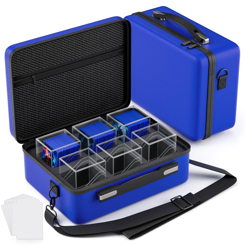 Proijeut Card Deck Box with Portable Case, 6 Pack Clear Commander Deck Box with 6 Dividers, Holds 600+ Double Sleeved Cards, Fit for MTG, YuGiOh, TCG (Blue) - Image 1