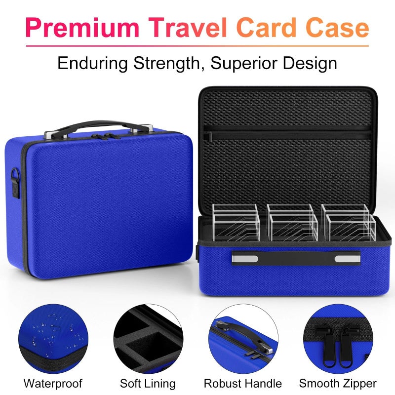 Proijeut Card Deck Box with Portable Case, 6 Pack Clear Commander Deck Box with 6 Dividers, Holds 600+ Double Sleeved Cards, Fit for MTG, YuGiOh, TCG (Blue) - Image 4
