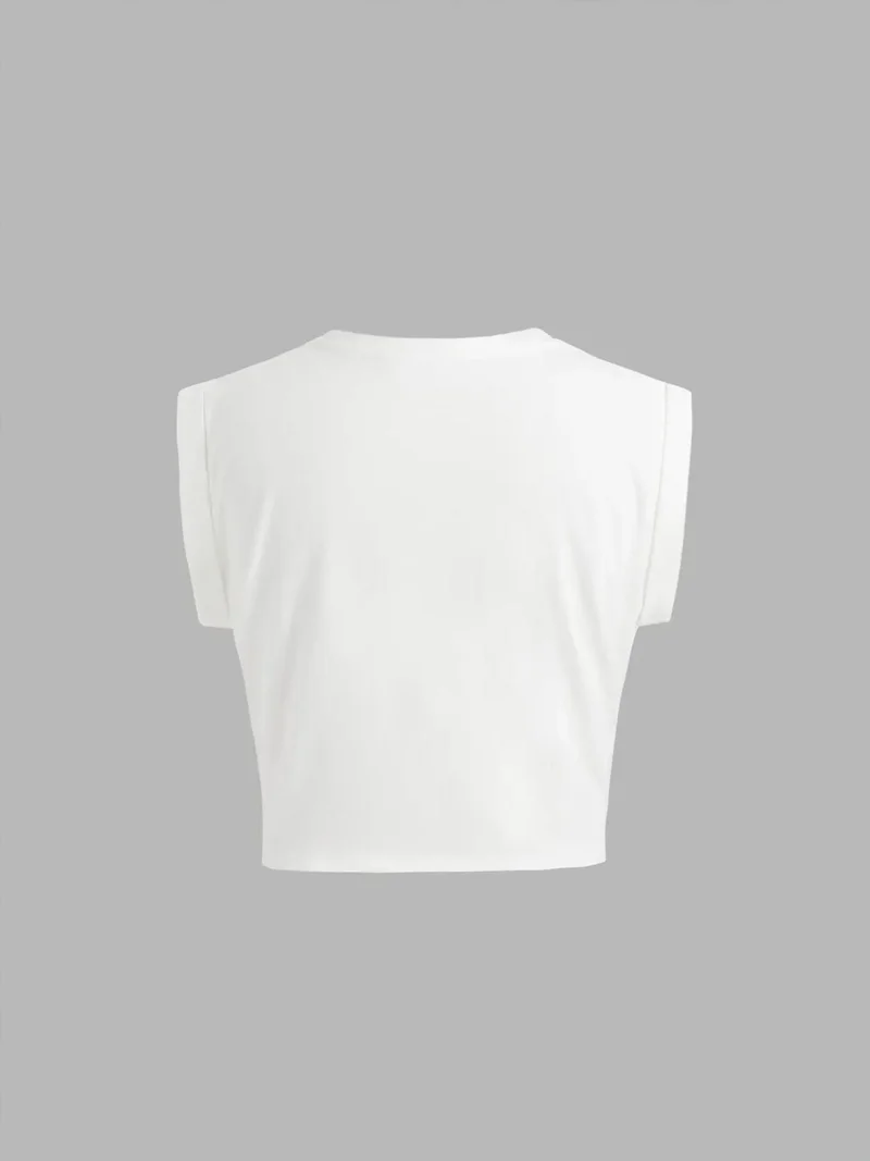 HICCUP Basic Crew Neck Cropped T-Shirt