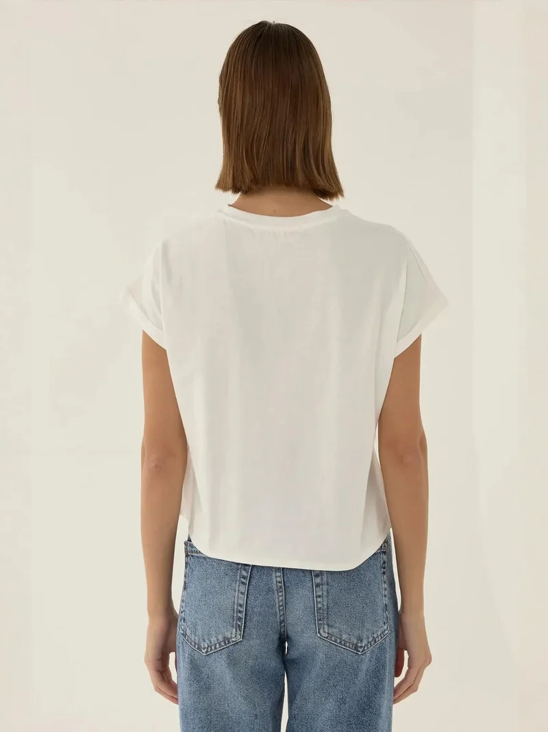 HICCUP  Basic Crew Neck Cropped T-Shirt for Women | Best Price UAE