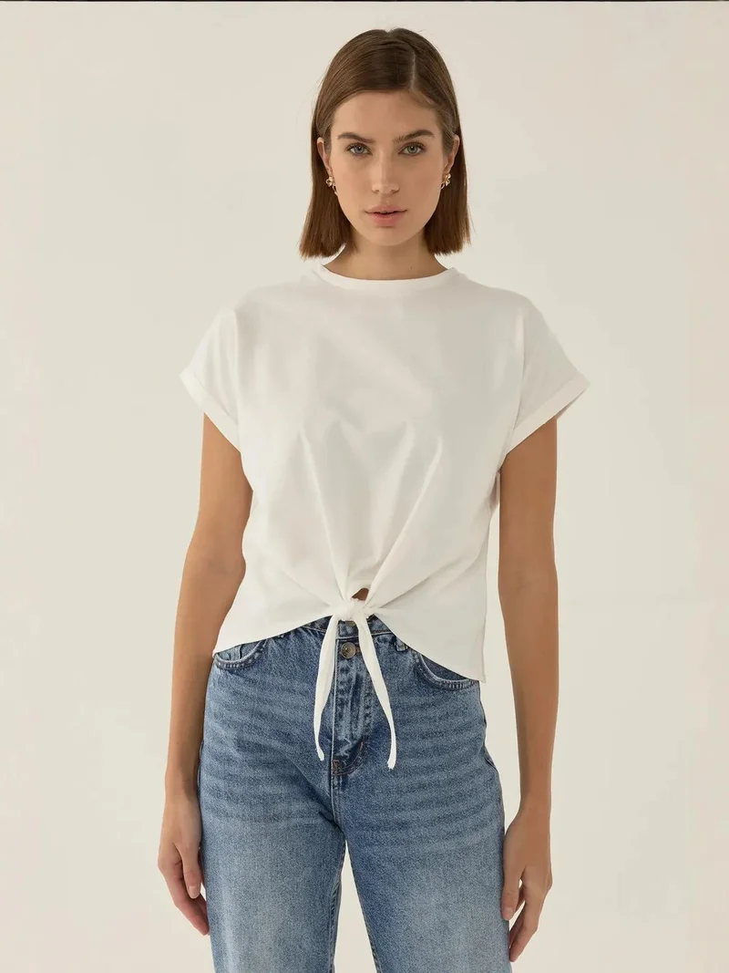 HICCUP  Basic Crew Neck Cropped T-Shirt for Women | Best Price UAE