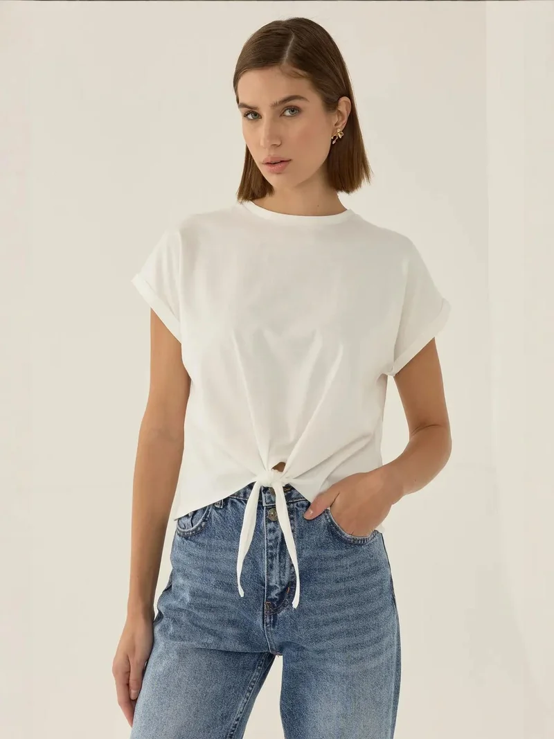 HICCUP  Basic Crew Neck Cropped T-Shirt for Women | Best Price UAE