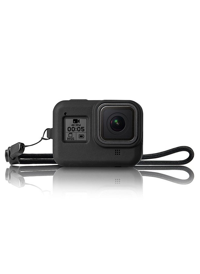 Generic Silicone Protective Sleeve Case with Lanyard Accessories Soft Rubber Frame Shock-Proof Wear-Resisting Cover Protection for Go Pro Compatible with GoPro Hero 8 Black Action Camera  - Image 1