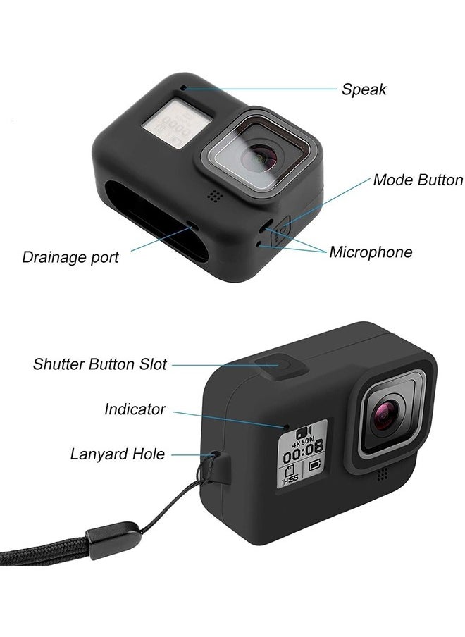 Generic Silicone Protective Sleeve Case with Lanyard Accessories Soft Rubber Frame Shock-Proof Wear-Resisting Cover Protection for Go Pro Compatible with GoPro Hero 8 Black Action Camera  - Image 4