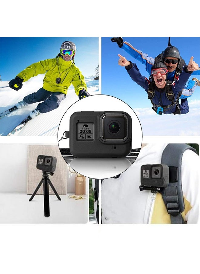 Generic Silicone Protective Sleeve Case with Lanyard Accessories Soft Rubber Frame Shock-Proof Wear-Resisting Cover Protection for Go Pro Compatible with GoPro Hero 8 Black Action Camera  - Image 3
