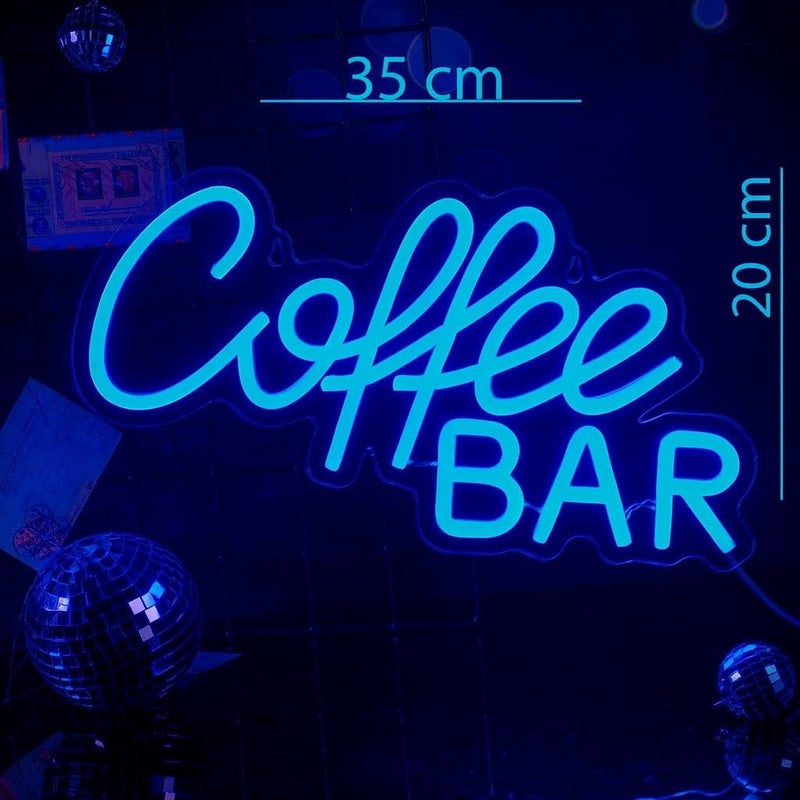 Horoof Home Coffee Bar Neon Sign - 35x20cm Blue LED Wall Light for Cafes and Home Bars - Image 2