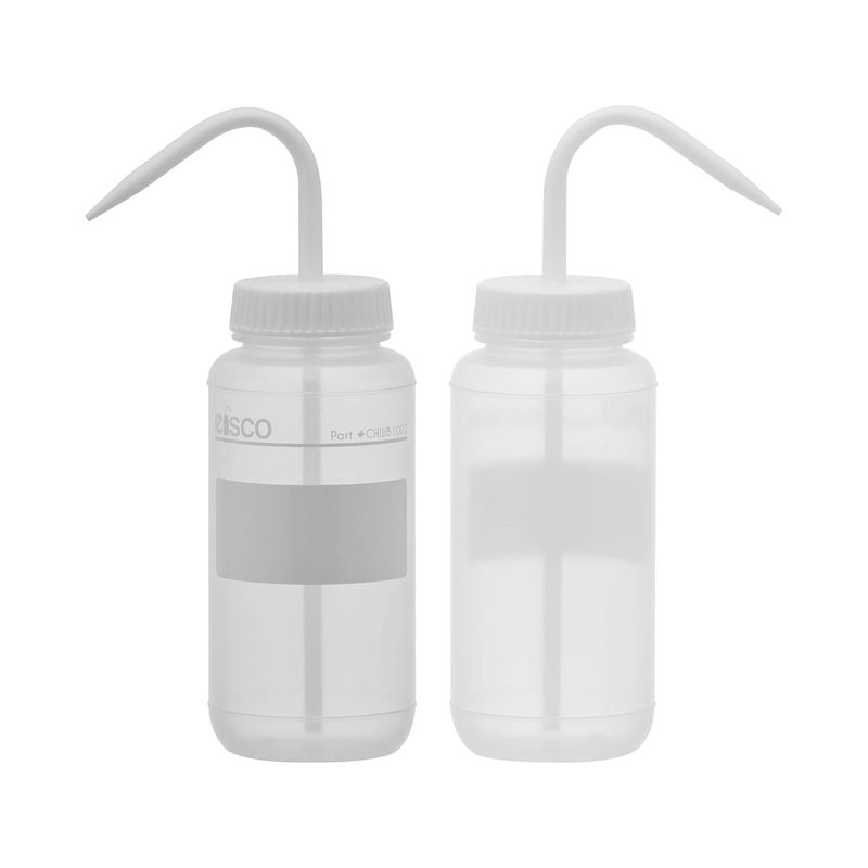 EISCO 2PK Chemical Wash Bottle, No Label, 500ml - Wide Mouth, Self Venting, Low Density Polyethylene - Performance Plastics Labs - Image 2