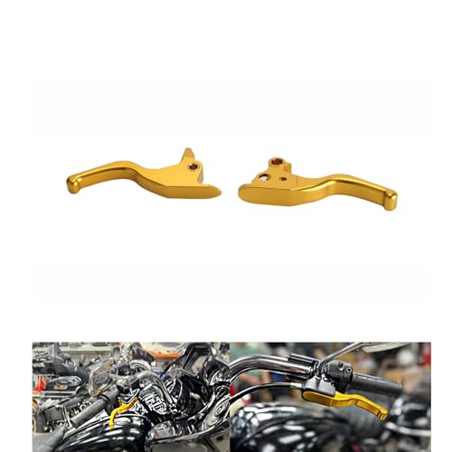FVMOTO 3 Finger 59 CNC Shorty Hand Control Lever Kit Brake Clutch Levers Fit for Harley Softail Low Rider S Sport Glide Standard Street Bob 20152024Gold - Image 1