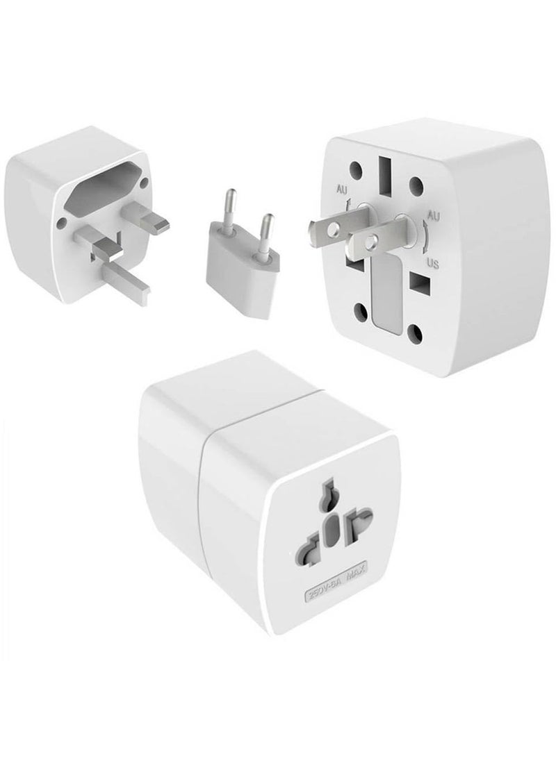 T TECLUSIVE T Teclusive World Universal Travel Plug Converter with Voltage for EU US UK AU Pin and 2 Pin Compact 4 in 1 Travel International Socket Converter Device to Any Country Power Outlet  - Image 1