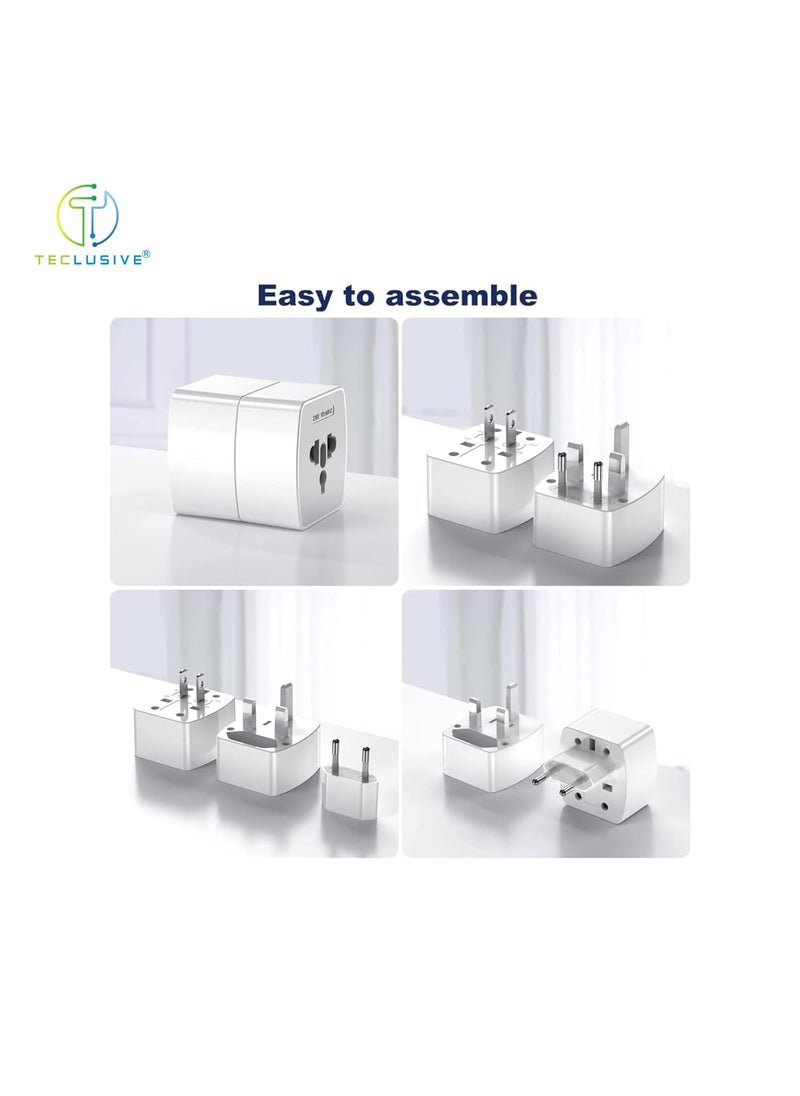 T TECLUSIVE T Teclusive World Universal Travel Plug Converter with Voltage for EU US UK AU Pin and 2 Pin Compact 4 in 1 Travel International Socket Converter Device to Any Country Power Outlet  - Image 2