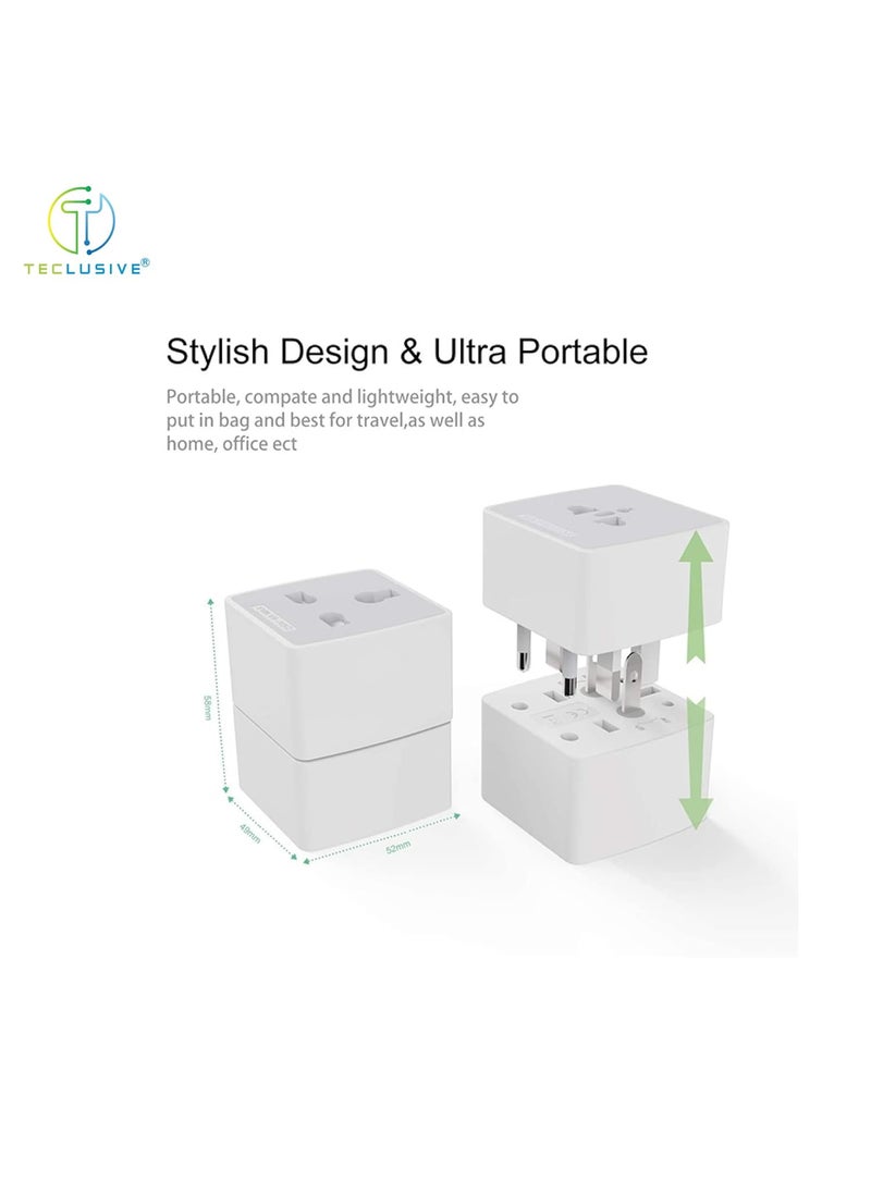 T TECLUSIVE T Teclusive World Universal Travel Plug Converter with Voltage for EU US UK AU Pin and 2 Pin Compact 4 in 1 Travel International Socket Converter Device to Any Country Power Outlet  - Image 5