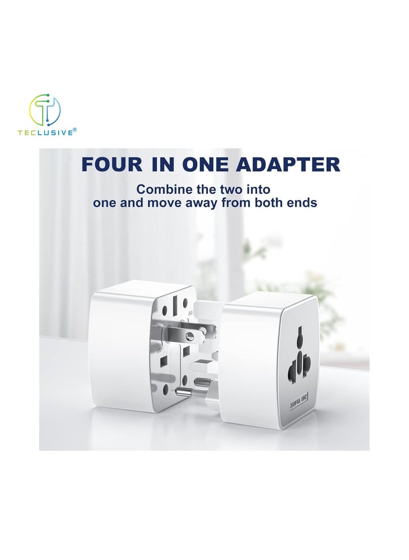 T TECLUSIVE T Teclusive World Universal Travel Plug Converter with Voltage for EU US UK AU Pin and 2 Pin Compact 4 in 1 Travel International Socket Converter Device to Any Country Power Outlet  - Image 3