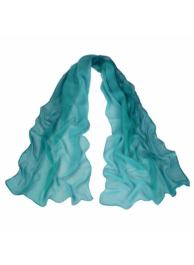 PANTONIGHT Teal Chiffon Long Scarf Gradient - Green Shaded Colors Lightweight Scarf For Womens (COL 705) - Image 2