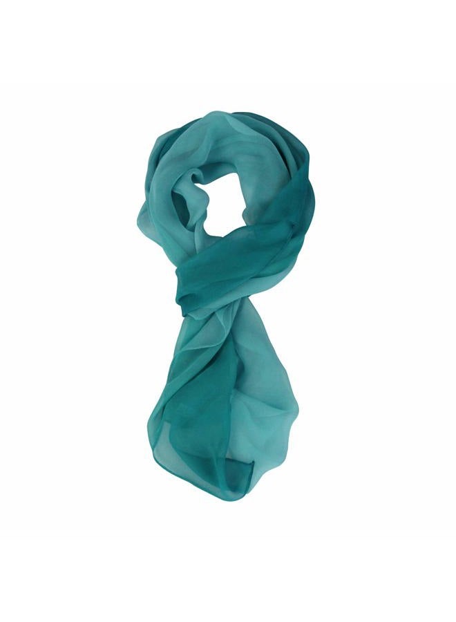 PANTONIGHT Teal Chiffon Long Scarf Gradient - Green Shaded Colors Lightweight Scarf For Womens (COL 705) - Image 1