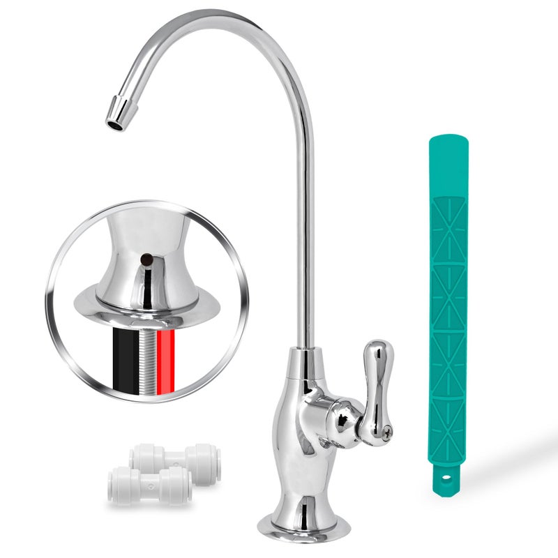 Metpure Airgap RO Faucet with 3-Connection Ports. NSF Certified Reverse Osmosis Drinking Water Filtration System Water Dispenser (Chrome) with Pre-Inserted Tubing and Install Tool. Vase Style. - Image 1