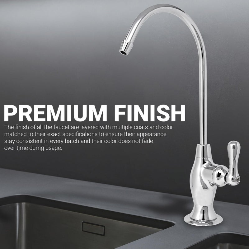 Metpure Airgap RO Faucet with 3-Connection Ports. NSF Certified Reverse Osmosis Drinking Water Filtration System Water Dispenser (Chrome) with Pre-Inserted Tubing and Install Tool. Vase Style. - Image 2