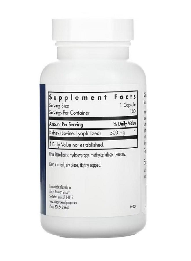 Allergy Research Group Kidney Beef Natural Glandular 100 Vegicaps - Image 2