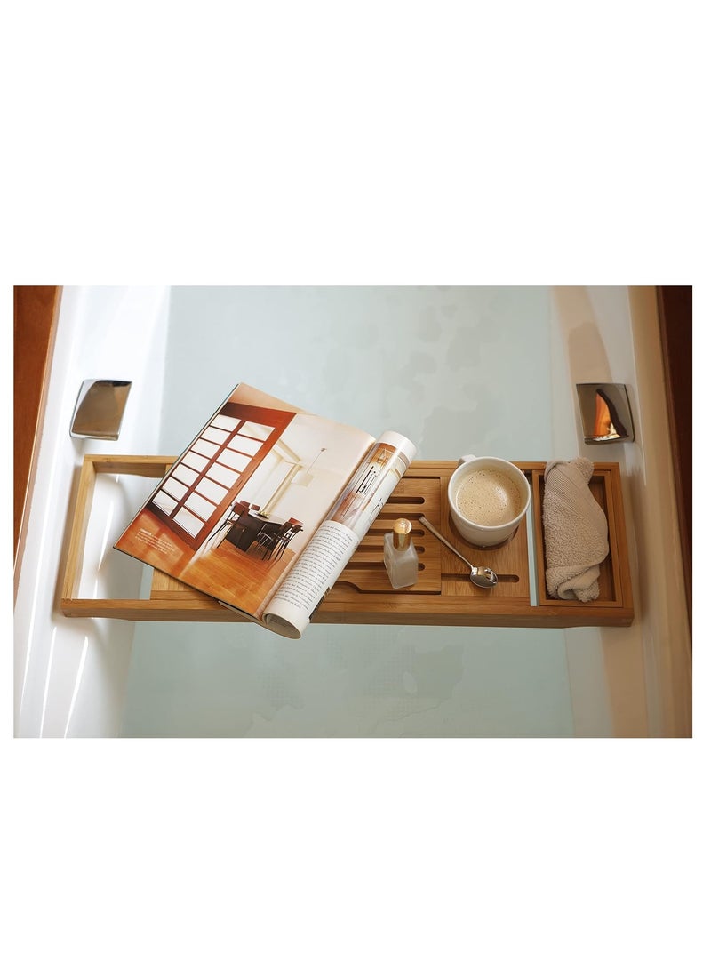 Enlux Premium Bathtub Tray Caddy - Expandable Bath Tray - Unique House Warming Gifts, New Home, Anniversary & Wedding Gifts for Couple, Bridal Shower Gift for Women  - Image 4