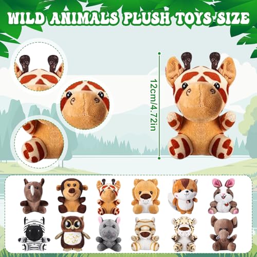 Jiytivity 38 Pcs Safari Jungle Party Favors Include 12 Foldable Paper Boxes 12 Forest Mini Stuffed Animals 12 Adoption Cards 1 Adoption Signs 1 Fence for Jungle Party Supplies Adopt a Jungle Animal Favors - Image 5