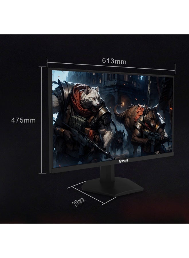 Redragon Gaming Monitor 27 inch, 200Hz Refresh Rate with QHD Resolution 2560 x1440, IPS Panel, 1ms Response Time with motion blur - Black image 10