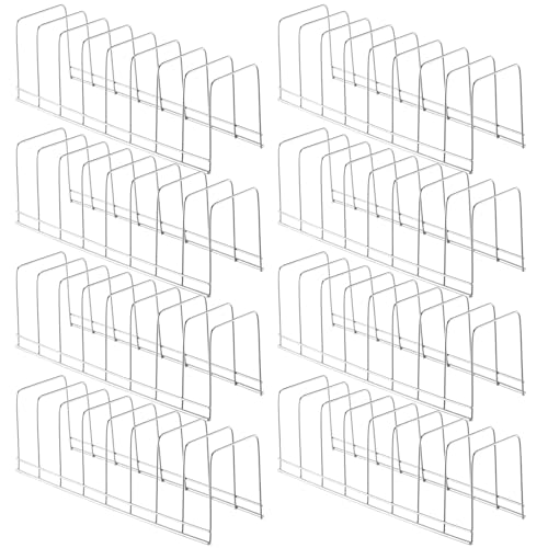 Tioncy 8 Pcs Pot Lid Organizer for Cabinet 8 Slots Stainless Steel Pot Lid Rack Cutting Board Holder Kitchen Storage Reusable Container for Christmas Pans Serving Trays Bakeware Dish Plates - Image 1