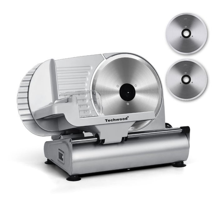 MEAT SLICER ELECTRIC DEIL FOOD SLICER WITH REMOVABLE 9 STAINLESS STEEL BLADE DELI CHEESE FRUIT VEGETABLE BREAD CUTTER WITH ADJUSTABLE KNOB FOR THICKNESS FOOD CARRIAGE NONSLIP FEET