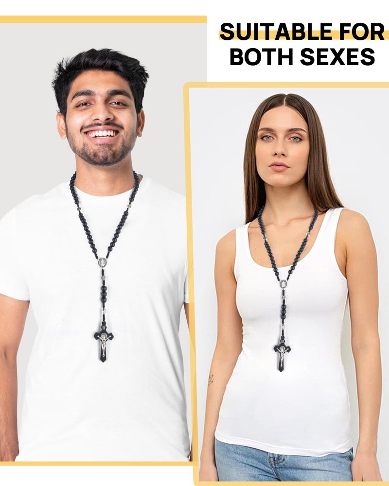 JUXINGDAZYF Rosary Beads Handmade Wooden Rosarios Catolicos Metal Cross For Catholic Or Christian Gift(Pine Black) - Image 5