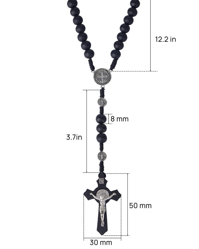 JUXINGDAZYF Rosary Beads Handmade Wooden Rosarios Catolicos Metal Cross For Catholic Or Christian Gift(Pine Black) - Image 2
