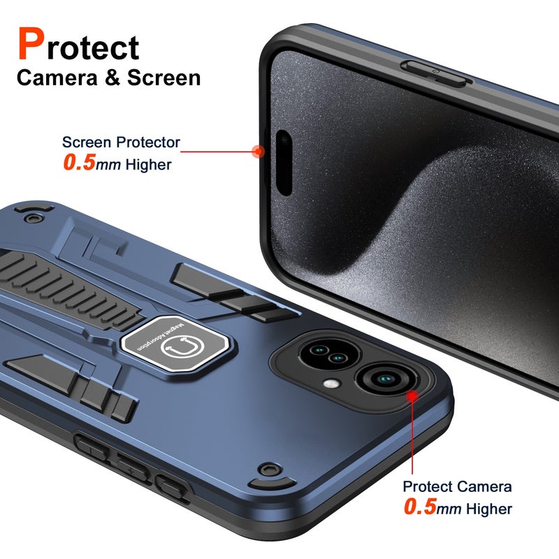 HuHa Case Cover For Tecno Camon 19 Neo 2 in 1 Shockproof Holder Phone Case(Blue) - Image 5