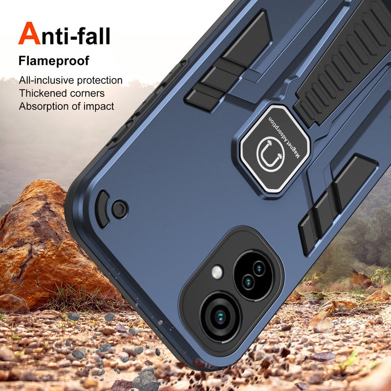 HuHa Case Cover For Tecno Camon 19 Neo 2 in 1 Shockproof Holder Phone Case(Blue) - Image 3