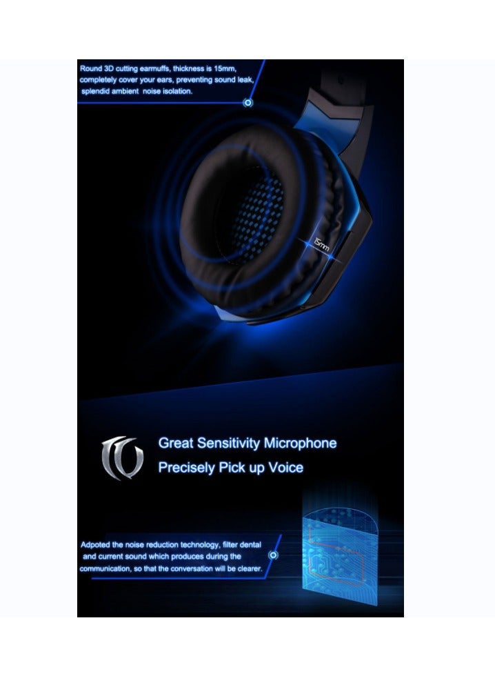 G2000 Gaming Headset, Surround Stereo Gaming Headphones with Noise Cancelling Mic, LED Lights  Soft Memory Earmuffs for PS5, PS4, Xbox One, Nintendo Switch, PC Mac Computer Games - Image 5