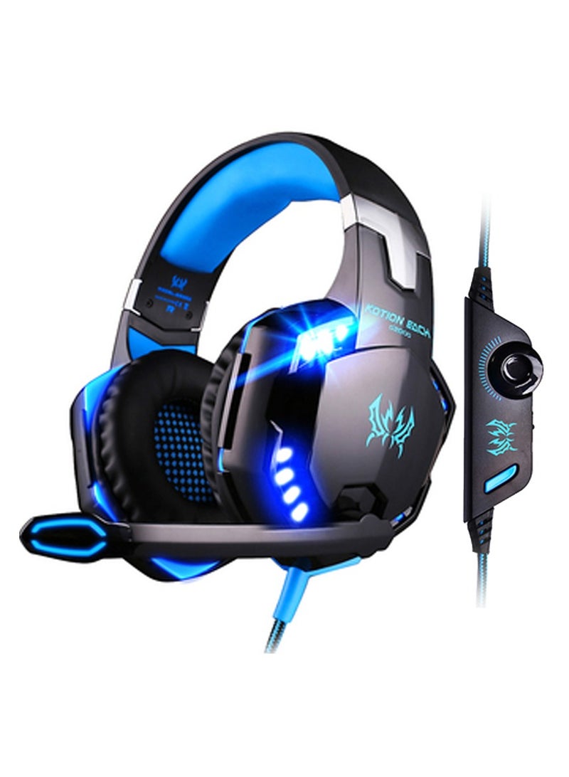 G2000 Gaming Headset, Surround Stereo Gaming Headphones with Noise Cancelling Mic, LED Lights  Soft Memory Earmuffs for PS5, PS4, Xbox One, Nintendo Switch, PC Mac Computer Games - Image 1