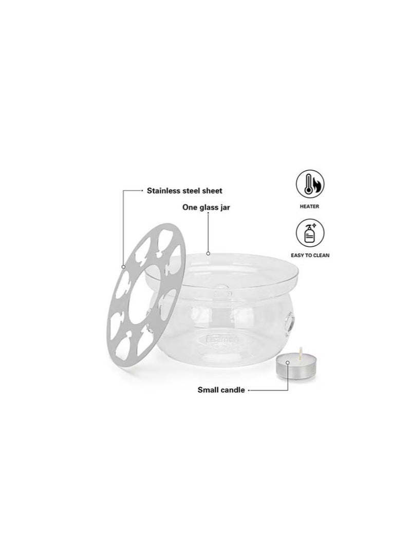 فيسمان وعاء تسخين الشاي مع شمعة من الزجاج المقاوم للحرارة شفاف - Image 3