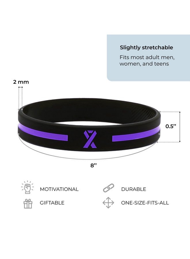 Inkstone Purple Awareness Ribbon Silicone Bracelets (12-pack) - Wholesale Pack of 1 Dozen Unisex Wristbands for Men Women - Image 3