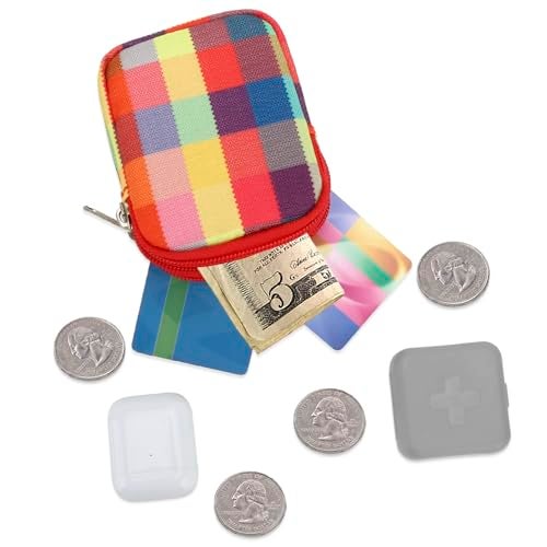 E-Tree Coin Purse with Carabiner Clip, Dual Layer Card Case Holder, Mini Pouch for AirPod Earphone Keychain USB Cable,Wallet, Small Accessories Organizer Bag for Women and Men (Colorful) - Image 2