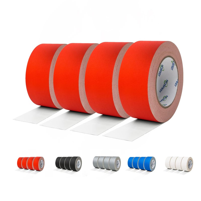 Fetefest Gaffers Tape Red 4 Rolls Pack in Bulk Heavy Duty, 2" x30Yards Each, Professional Grade Gaffer Tape, Non-Reflective No Residue Hand Tear Self-Adhesive (Red, 4 Rolls) - Image 1