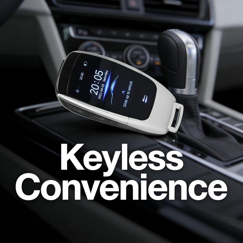 Universal LCD Touch Screen Smart Key Remote, 2 Inch Display, Keyless Entry Start Stop Engine Button - High Resolution Screen, Window Lift Function, Long Standby for Keyles (Silver) - Image 3
