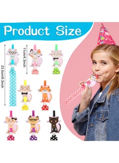Hotop 48 Pcs Cat Birthday Party Supplies Cat Party Blower Kitty Blowouts Dollhouse Cat Noise Makers Blowouts For Cat Birthday Baby Shower Party Favor Decorations  - Image 3