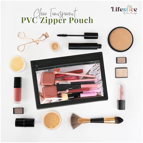 LIFESTICE Transparent Pouches for Travel | Clear Pouche for Makeup | Small Pouches with Zip for Storage|Pouch Jewellery Organiser|Plastic Pouch with Zipper,Travel Accessories Pouch (Pack of 12) - Image 5