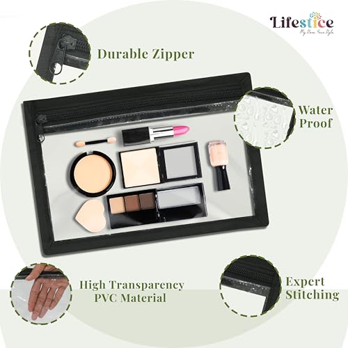 LIFESTICE Transparent Pouches for Travel | Clear Pouche for Makeup | Small Pouches with Zip for Storage|Pouch Jewellery Organiser|Plastic Pouch with Zipper,Travel Accessories Pouch (Pack of 12) - Image 4