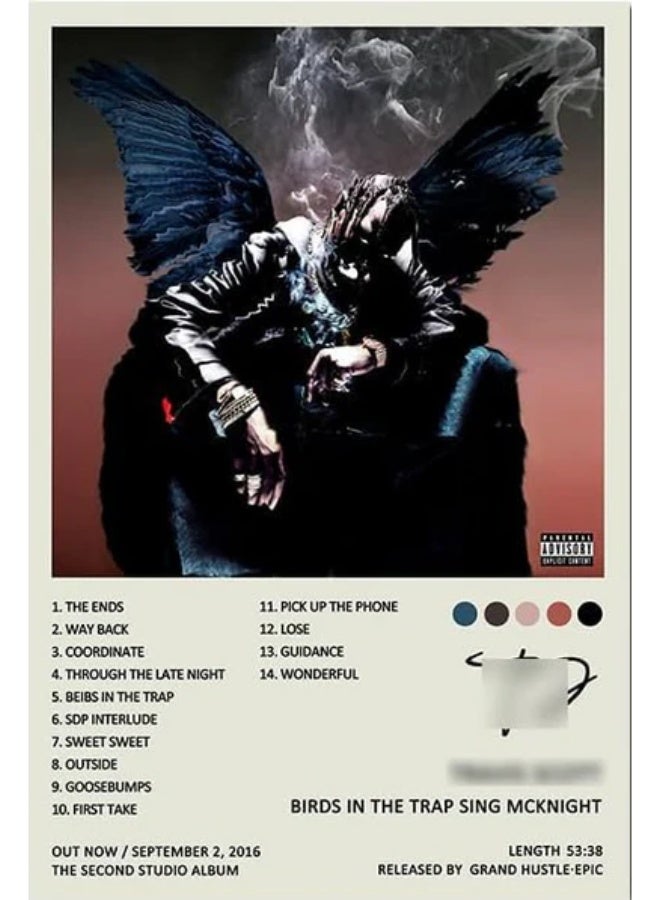 TNESSENTIAL TRAVIS SCOTT BIRDS IN THE TRAP SING MCKNIGHT CANVAS POSTER - Image 1