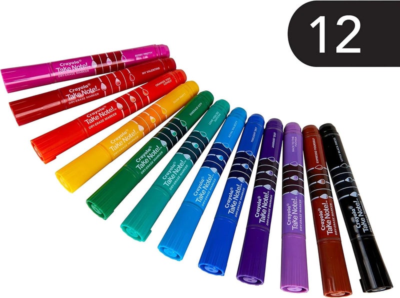 Crayola Take Note Dry Erase Markers (12Ct) Whiteboard Markers For Teachers, Low Odor, Chisel Tip, School Classroom Supplies - Image 4
