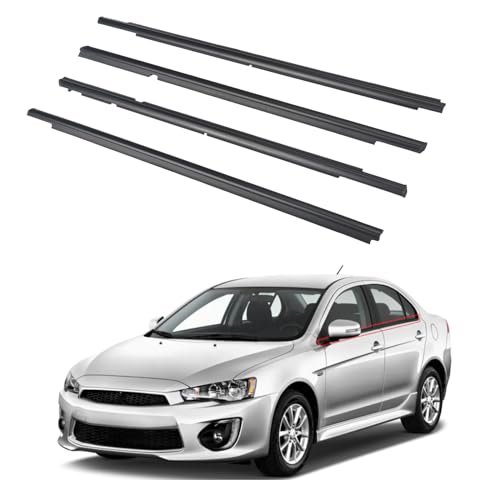 ZONFANT 4 Pcs Black Car Outer Door Window Moulding Trim Weatherstrip Seal Belt Compatible with Mitsubishi Vehicle 20082017 Lancer Replace5727A005 5727A006 5757A017 5757A018