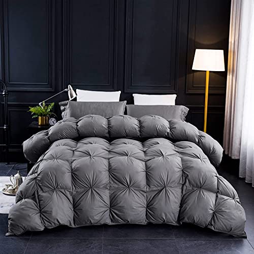 Three Geese Pinch Pleat Waterfowl Feathers and Down Comforter Queen Size Duvet Insert, 1200TC 100% Cotton Fabric, Premium All Seasons Grey Hotel Warm Comforter with 8 Tabs. - Image 2