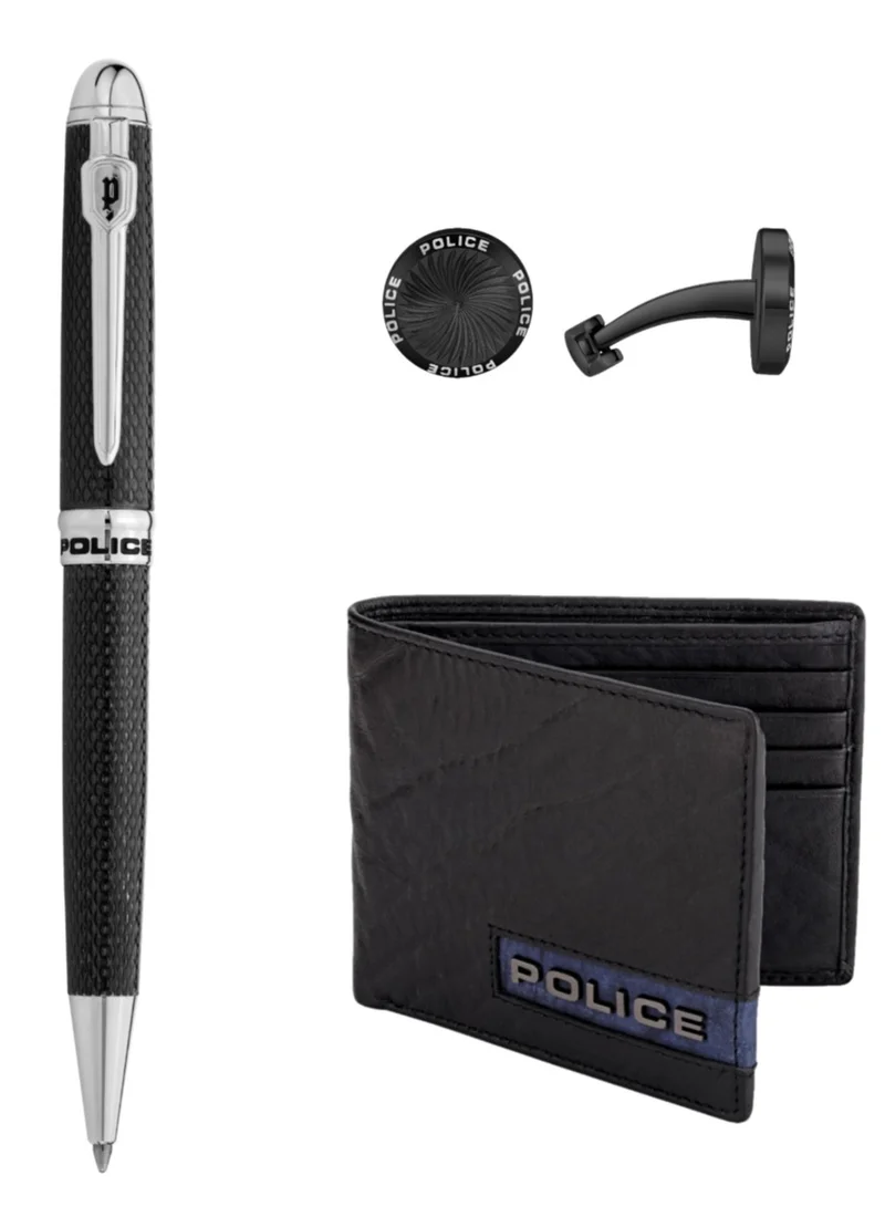 بوليس طقم قلم هيليكس، أزرار أكمام ومحفظة للرجال